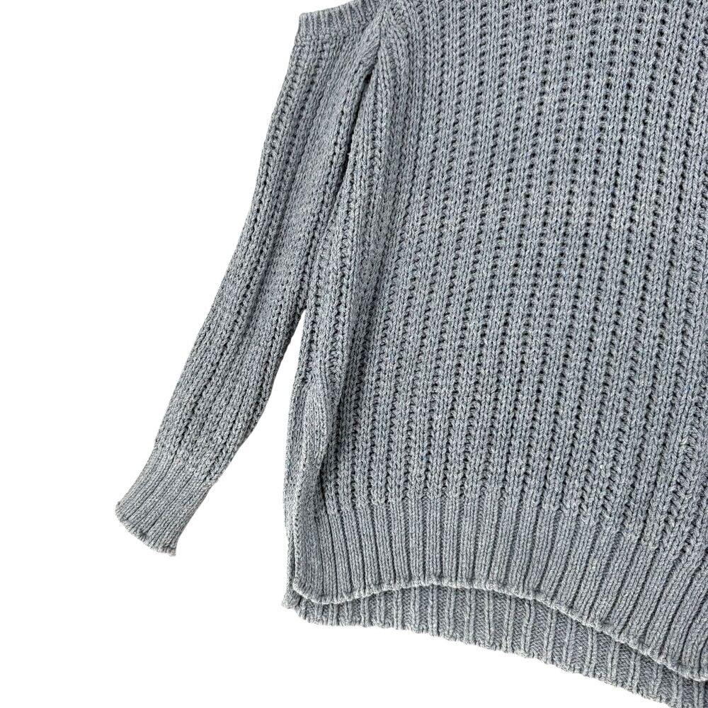 BCBGMAXAZRIA Blue Cold Shoulder Sweater Women Medium Chunky Knit Italy Textured - Picture 5 of 13